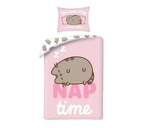 Halantex PUSHEEN NAP TIME Cat Bed Set - Duvet Cover 140 x 200 cm with Pillowcase 70 x 90 cm - Microfibre - Pink