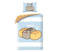 Halantex PUSHEEN the Cat Loaf Bed Set - Duvet Cover 140 x 200 cm with Pillowcase 70 x 90 cm - Microfibre - Light Blue