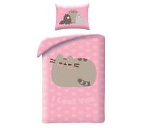 Halantex PUSHEEN The Cat Sleeping Bed Set - Duvet Cover 140 x 200 cm with Pillowcase 70 x 90 cm - Microfibre - Pink