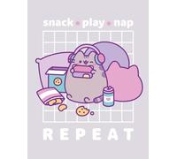Halantex Pusheen The Cat Snack Play Nap Repeat Fleece Blanket - 100% Polyester - Size 130 x 170 cm - Purple
