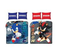 Halantex Sonic the Hedgehog Double Duvet Cover Set - Reversible Super Soft Microfibre Bedding for Kids | Sonic & Shadow Design | Official Gaming Bedroom Decor (Double)