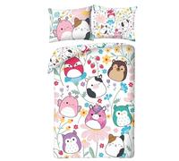 Halantex Squishmallows Duvet Cover 140 x 200 cm with Pillowcase 70 x 90 cm, Characters Print, Polyester, White with Colourful Patterns, for Single Bed, Gift Idea for Children