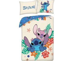 Halantex STICH and Angel Bedding Set - Lilo and Stitch - Reversible Duvet Cover 140 x 200 cm and Pillowcase 70 x 90 cm - Multi-Coloured - 100% Cotton