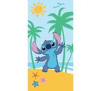 Halantex STITCH at the Beach - Disney Lilo and Stitch Bath Towel Beach Towel - 100% Cotton - Size 70 x 140 cm - Multi-Coloured