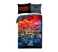 Halantex Stranger Things Bedding Set - Hawkins - Reversible Duvet Cover 140 x 200 cm + One Pillowcase 70 x 90 cm - 100% Polyester Excellent Quality - Multi-Colour