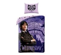 Halantex WEDNESDAY NEVERMORE ACADEMY - Duvet Cover 140 x 200 cm with Pillowcase 70 x 90 cm - 100% Cotton Multi-Coloured