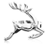 Halatoo 12 Set Silver Reindeer Christmas Napkin Rings, Napkin Holder Ring for Christmas Dinner Table Decor Cloth Napkins, Wedding Receptions, Holiday Party, Banquet and Home Kitchen