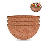 Halatool 3PCS 16 Inch Coco Liner Round Coco Coir Hanging Basket Liners 100% Natural Coconut Liners for Planters Coconut Basket Liners for Flowers Vegetables Indoor Outdoor Plants