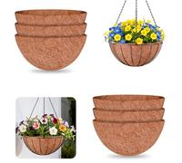 Halatool 6PCS 12 Inch Coco Liner Round Coco Coir Hanging Basket Liners 100% Natural Coconut Liners for Planters Coconut Basket Liners for Flowers Vegetables Indoor Outdoor Plants