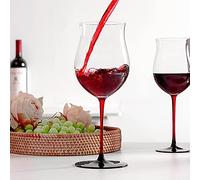 HALAWAKA Tulip Shape Crystal Concave Bottom Red Wine Glasses Goblet（2PC - Black Bow Tie Crystal Wine Glass Champagne Glasses Bordeaux Cocktail Glass Cup