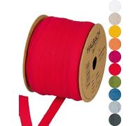 Halbach Seidenbänder 10 mm x 30 m Cotton Ribbon, Red, Ideal for Crafts, Decorations, DIY, Sold by The Metre