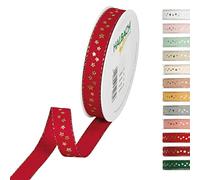 Halbach Seidenbänder 295-015-65-18 Stars Gift Ribbon Christmas Polyester Wine Red 1.5 cm