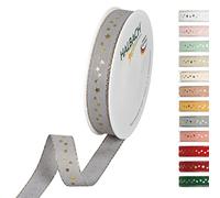 Halbach Seidenbänder 295 Stars Christmas Ribbon Polyester Grey 1.5 cm