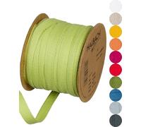 Halbach Seidenbänder Cotton Ribbon | 10 mm x 30 m | Woven Ribbon 100% Cotton | Ribbons for Crafts Sold by The Metre | Fabric Tape for Decorations, DIY Crafts, Bias Tape Sewing Work, Colour: Light