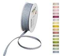 Halbach Seidenbänder Decorative Ribbon with Linen Edges Width 7 mm Length 30 m Gift Ribbon for Decorating Crafts or Designing, DIY Decorative Ribbon, Colour: Dark Blue / Linen
