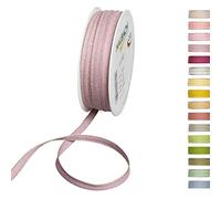 Halbach Seidenbänder Decorative Ribbon with Linen Edges Width 7 mm Length 30 m Gift Ribbon for Decorating Crafts or Designing, DIY Decorative Ribbon, Colour: Pale Berry / Linen