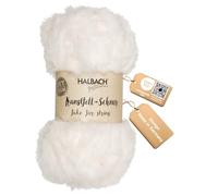 Halbach Seidenbänder Fluffy Wool for Knitting, 50 g Ball, Width: 1 cm, Faux Fur Yarn for Crafting, Colour: Natural White