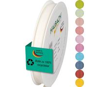 Halbach Seidenbänder Gift Ribbon Width 10 mm Length 25 m Ribbon Made in Germany Gift Ribbons in a Variety of Colours and Widths Perfect for Packaging and Decorating, Colour: Cream