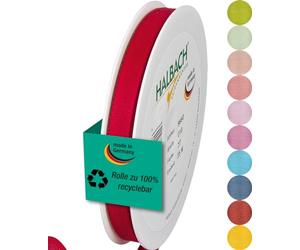 Halbach Seidenbänder Gift Ribbon Width 10 mm Length 25 m Ribbon Made in Germany Gift Ribbons in a Variety of Colours and Widths Perfect for Packaging and Decorating, Colour: Red