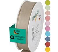 Halbach Seidenbänder Gift Ribbon | Width 25 mm Length 25 m | Ribbon Made in Germany | Gift Ribbons in a Variety of Colours and Widths Perfect for Packaging and Decorating, Colour: Linen