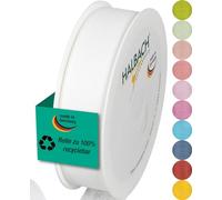 Halbach Seidenbänder Gift Ribbon | Width 25 mm Length 25 m | Ribbon Made in Germany | Gift Ribbons in a Variety of Colours and Widths Perfect for Packaging and Decorating, Colour: White
