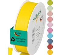 Halbach Seidenbänder Gift Ribbon, Width 25 mm, Length 25 m, Ribbon Made in Germany, Gift Ribbons in a Variety of Colours and Widths Perfect for Packaging and Decorating, Colour: Lemon