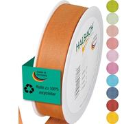 Halbach Seidenbänder Gift Ribbon | Width 25 mm Length 25 m | Ribbon Made in Germany | Gift Ribbons in a Variety of Colours and Widths Perfect for Packaging and Decorating, Colour: Cognac