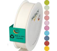 Halbach Seidenbänder Gift Ribbon Width 25 mm Length 25 m Ribbon Made in Germany Gift Ribbons in a Variety of Colours and Widths Perfect for Packaging and Decorating, Colour: Cream