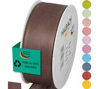 Halbach Seidenbänder Gift Ribbon Width 40 mm Length 25 m Ribbon Made in Germany Gift Ribbons in a Variety of Colours and Widths Perfect for Packaging and Decorating, Colour: Dark Brown