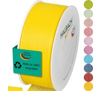 Halbach Seidenbänder Gift Ribbon Width 40 mm Length 25 m Ribbon Made in Germany Gift Ribbons in a Variety of Colours and Widths Perfect for Packaging and Decorating, Colour: Lemon