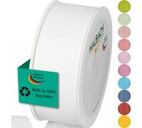 Halbach Seidenbänder Gift Ribbon Width 40 mm Length 25 m Ribbon Made in Germany Gift Ribbons in a Variety of Colours and Widths Perfect for Packaging and Decorating, Colour: White