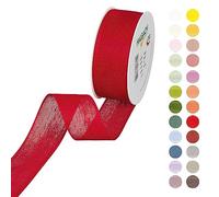 Halbach Seidenbänder Gift Ribbon Width 40 mm Length 25 m Ribbon Made in Germany Gift Ribbons in a Variety of Colours and Widths Perfect for Packaging and Decorating, Colour: Red