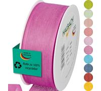 Halbach Seidenbänder Gift Ribbon Width 40 mm Length 25 m Ribbon Made in Germany Gift Ribbons in a Variety of Colours and Widths Perfect for Packaging and Decorating, Colour: Rose Pink