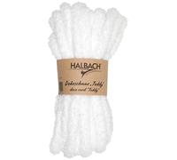 Halbach Seidenbänder Hand Knitting Wool Made of Teddy Fabric, Width: 15 mm, Length: 8 m, Chunky Cuddly Wool, Wool for Knitting and Crocheting, Colour: White
