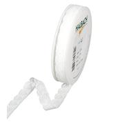 Halbach Seidenbänder Hearts Lace Ribbon White 15 mm x 20 m Lace Sold by the Metre on Roll as Ribbon for Weddings Sewing or Table Decoration, Lace Trim Lace Fabric for DIY Crafts