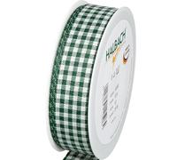 Halbach Seidenbänder Polyester Check Ribbon, Dark Green, 25 mm Wide, 25 m Long