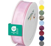 Halbach Seidenbänder Premium Gift Ribbon With Wired Edge - 25 mm Width, 25 m Length - Oeko-Tex 100 Certified Taffeta, Made in Germany - Light Pink
