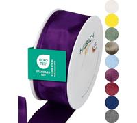 Halbach Seidenbänder Premium Gift Ribbon With Wired Edge - 40 mm Width, 25 m Length - Oeko-Tex 100 Certified Taffeta, Made in Germany - Lilac