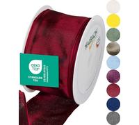 Halbach Seidenbänder Premium Gift Ribbon With Wired Edge - 60 mm Width, 25 m Length - Oeko-Tex 100 Certified Taffeta, Made in Germany - Dark Red