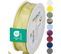 Halbach Seidenbänder Premium Gift Ribbon with Wired Edge Width 25 mm Length 25 m Oeko-Tex 100 Certified Taffeta Ribbon Made in Germany Light Green