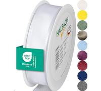 Halbach Seidenbänder Premium Gift Ribbon with Wired Edge, Width 25 mm, Length 25 m, Oeko-Tex 100 Certified, Made in Germany, Colour: White
