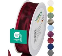 Halbach Seidenbänder Premium Gift Ribbon with Wired Edge, Width 25 mm, Length 25 m, Oeko-Tex 100 Certified Taffeta Ribbon, Dark Red, Suitable for All Occasions