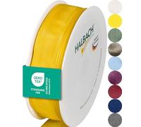 Halbach Seidenbänder Premium Gift Ribbon with Wired Edge, Width 25 mm, Length 25 m, Oeko-Tex 100 Certified Ribbon, Taffeta Ribbon, Made in Germany, Colour: Yellow