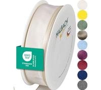 Halbach Seidenbänder Premium Gift Ribbon with Wired Edge, Width 25 mm, Length 25 m, Oeko-Tex 100 Certified Ribbon, Taffeta Ribbon, Made in Germany, Colour: Cream