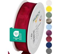 Halbach Seidenbänder Premium Gift Ribbon with Wired Edge, Width 25 mm, Length 25 m, Oeko-Tex 100 Certified Ribbon, Made in Germany, Colour: Ruby Red