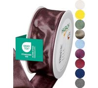 Halbach Seidenbänder Premium Gift Ribbon with Wired Edge, Width 40 mm, Length 25 m, Oeko-Tex 100 Certified, Made in Germany, Colour: Duskyberry