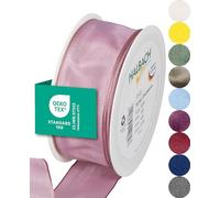 Halbach Seidenbänder Premium Gift Ribbon with Wired Edge, Width 40 mm, Length 25 m, Oeko-Tex 100 Certified Ribbon, Taffeta Ribbon, Made in Germany, Colour: Dark Pink