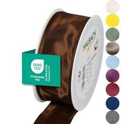 Halbach Seidenbänder Premium Gift Ribbon with Wired Edge Width 40 mm Length 25 m Oeko-Tex 100 Certified Taffeta Ribbon Made in Germany Colour: Dark Brown