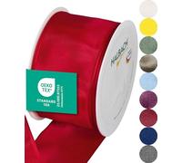 Halbach Seidenbänder Premium Gift Ribbon with Wired Edge, Width 60 mm, Length 25 m, Oeko-Tex 100 Certified Ribbon, Taffeta Ribbon, Made in Germany, Colour: Red
