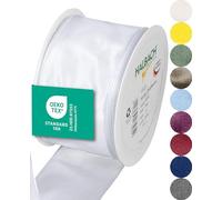 Halbach Seidenbänder Premium Gift Ribbon with Wired Edge, Width 60 mm, Length 25 m, Oeko-Tex 100 Certified Ribbon, Taffeta Ribbon, Made in Germany, Colour: White